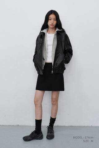 UNISEX REFINED LEATHER BLOUSON BLACK