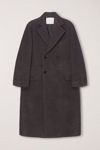 UNISEX LOOSE DOUBLE-BREASTED COAT BROWN MELANGE