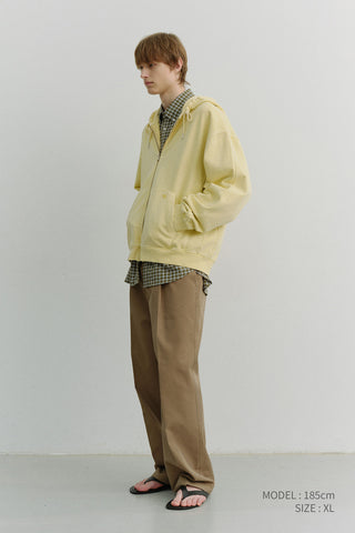 UNISEX GARMENT DYED ZIP-UP HOODIE VANILLA BUTTER