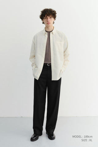 UNISEX CLASSIC STRIPED BD OVERSHIRT BEIGE