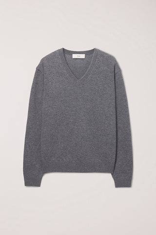UNISEX CASHMERE V-NECK SWEATER MELANGE GREY