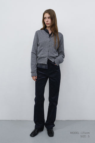 UNISEX CREWNECK KNIT CARDIGAN MELANGE GREY