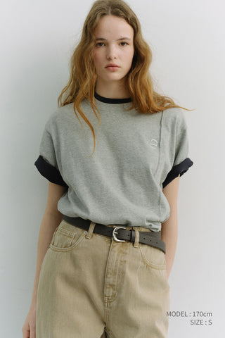 UNISEX LOGO CREASE T-SHIRT MELANGE GREY