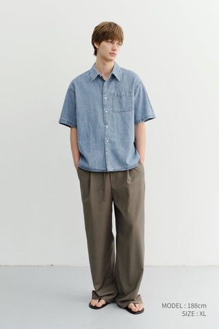 UNISEX LINEN DENIM SHIRT LIGHT BLUE