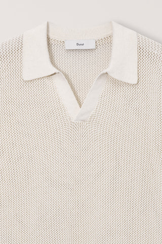 UNISEX CHUNKY POLO KNIT IVORY