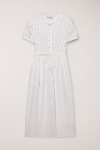 MAXI SHIRRING HALF SLEEVE DRESS IVORY