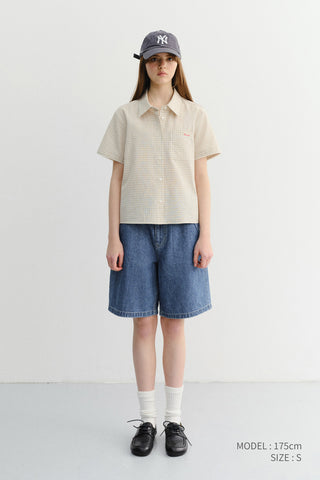 UNISEX LINEN DENIM SHORTS CLASSIC BLUE