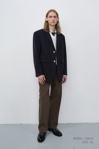 UNISEX CLASSIC 2 BUTTON WOOL BLAZER NAVY