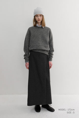 MAXI WRAP SKIRT CHARCOAL GREY
