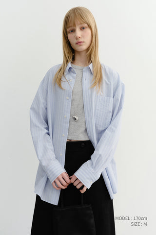 UNISEX CLASSIC STRIPED BD OVERSHIRT BLUE