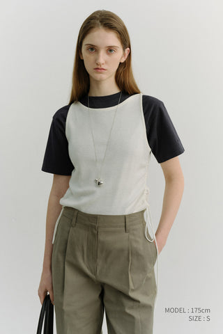 LAYERING KNIT TOP OFF WHITE