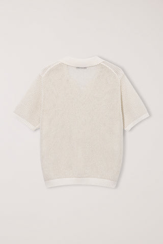 UNISEX CHUNKY POLO KNIT IVORY