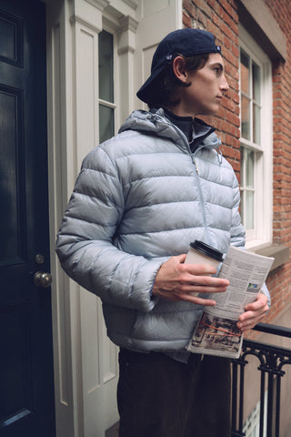 UNISEX LIGHT GOOSE DOWN JACKET GREYISH BLUE