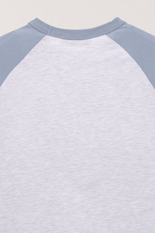 UNISEX RAGLAN T-SHIRT SKY BLUE LIGHT MELANGE GREY
