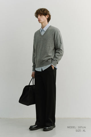 UNISEX SOFT V-NECK SWEATER MELANGE GREY