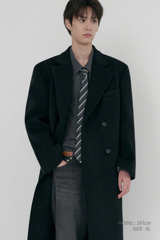 UNISEX LOOSE DOUBLE-BREASTED COAT BLACK