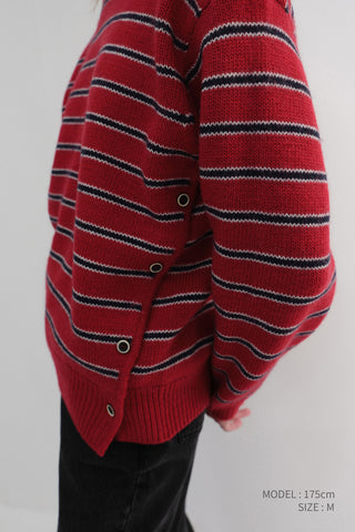 UNISEX STRIPED CHUNKY SWEATER RED
