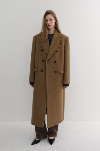 UNISEX TAILORED DOUBLE-BREASTED COAT CAMEL