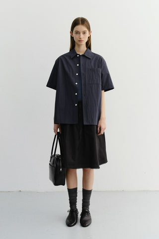 UNISEX OPEN COLLARED SHIRT NAVY