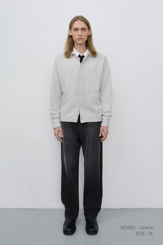 UNISEX COLLARED KNIT CARDIGAN LIGHT MELANGE GREY