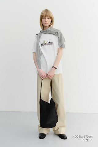 UNISEX APPLIQUE YACHT T-SHIRT OFF WHITE