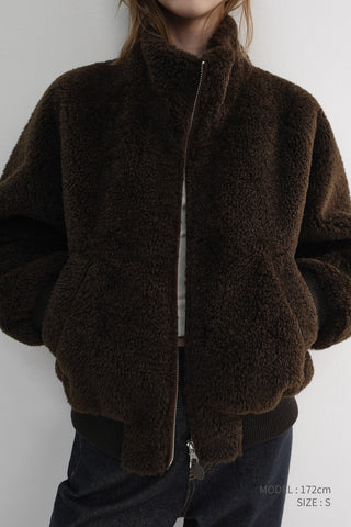 UNISEX BOA FLEECE BLOUSON DARK BROWN