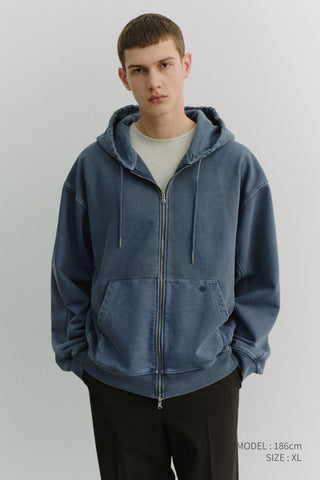 UNISEX GARMENT DYED ZIP-UP HOODIE NAVY