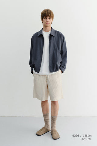 UNISEX COLLARED LIGHT BLOUSON JACKET SMOKY NAVY