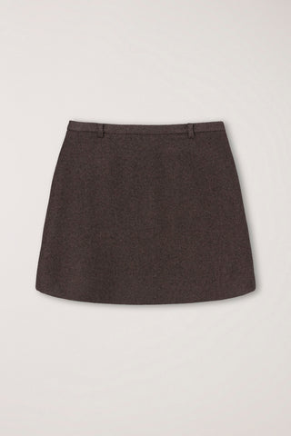 WOOL MINI SKIRT DEEP BROWN