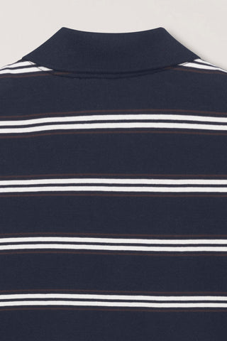 UNISEX MULTI STRIPE COLLARED T-SHIRT NAVY STRIPE