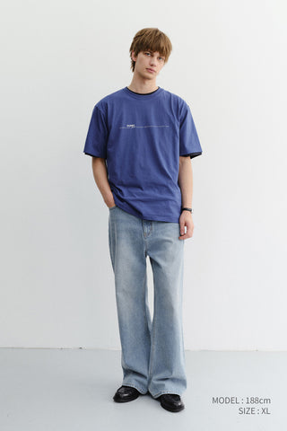 UNISEX MINIMAL LETTERING T-SHIRT BLUE