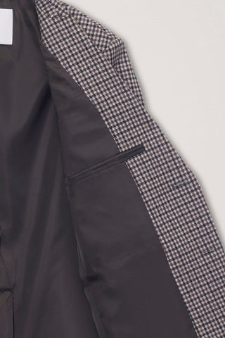 UNISEX CLASSIC 2 BUTTON WOOL BLAZER BEIGE CHECK