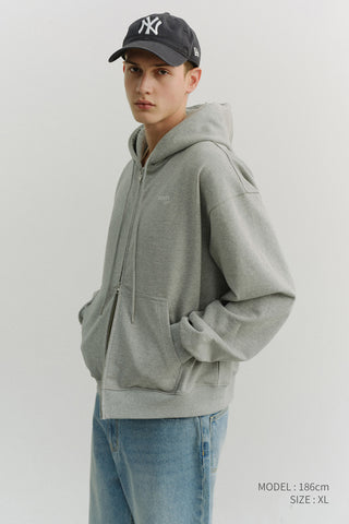 UNISEX CROPPED ZIP-UP HOODIE MELANGE GREY