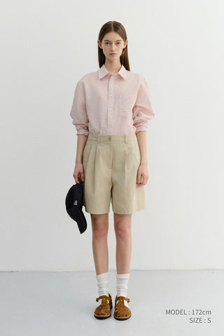 DOUBLE PLEATED BERMUDA SHORTS BEIGE