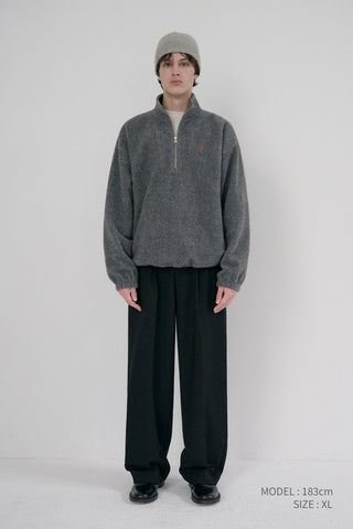 UNISEX HALF ZIP-UP FLEECE SWEATSHIRT MELANGE GREY