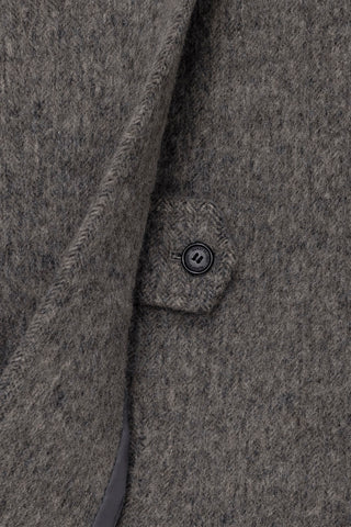 UNISEX LOOSE DOUBLE-BREASTED COAT GREY HERRINGBONE
