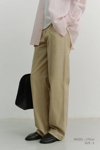 PLEATED CHINO SLACKS CLASSIC BEIGE