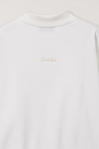 UNISEX LEATHER LOGO COLLARED T-SHIRT WHITE