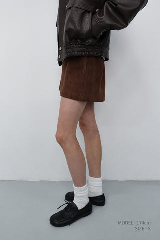 ALTER-SUEDE MINI SKIRT DEEP BROWN