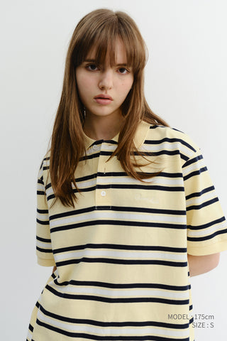 UNISEX STRIPED POLO SHIRT LEMON