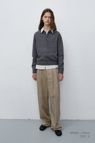 UNISEX COLLARED SWEATER MELANGE GREY