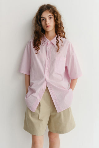 UNISEX OVERSIZED HALF SLEEVE SHIRT SOFT PINK