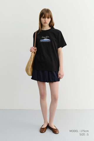 UNISEX SUMMER HOLIDAY CAR T-SHIRT BLACK