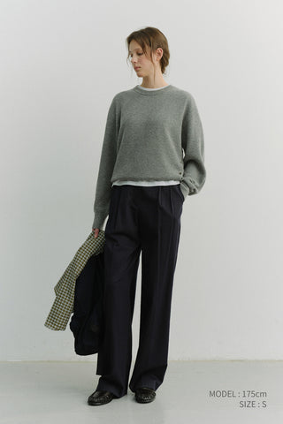 DOUBLE PLEATED CHINO SLACKS NAVY