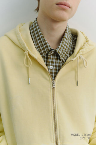 UNISEX GARMENT DYED ZIP-UP HOODIE VANILLA BUTTER