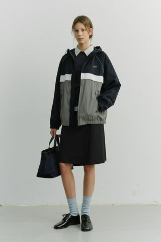 UNISEX BLOCKED WINDBREAKER NAVY