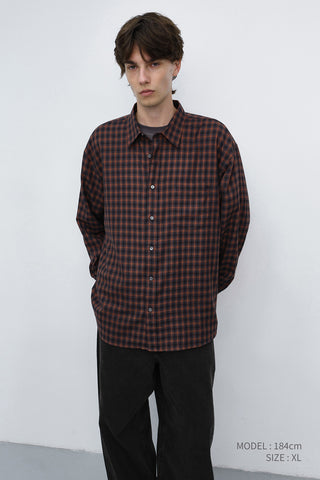 UNISEX CHECKED FLANNEL SHIRT BRICK
