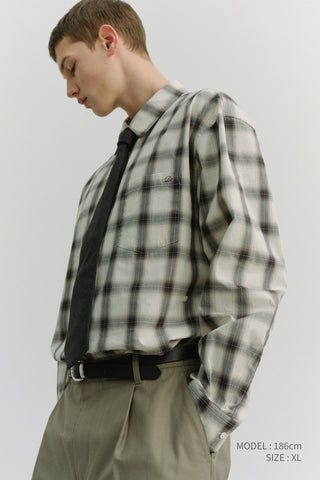 UNISEX 2-WAY OVERSIZED CHECKED SHIRT BLACK OMBRE CHECK