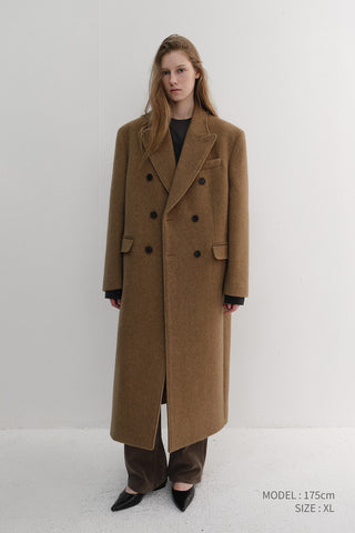 UNISEX TAILORED DOUBLE-BREASTED COAT CAMEL
