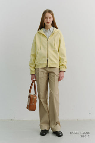 UNISEX GARMENT DYED ZIP-UP HOODIE VANILLA BUTTER